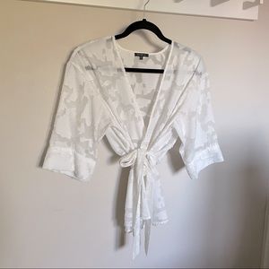 Floral Kimono Style Wrap Blouse